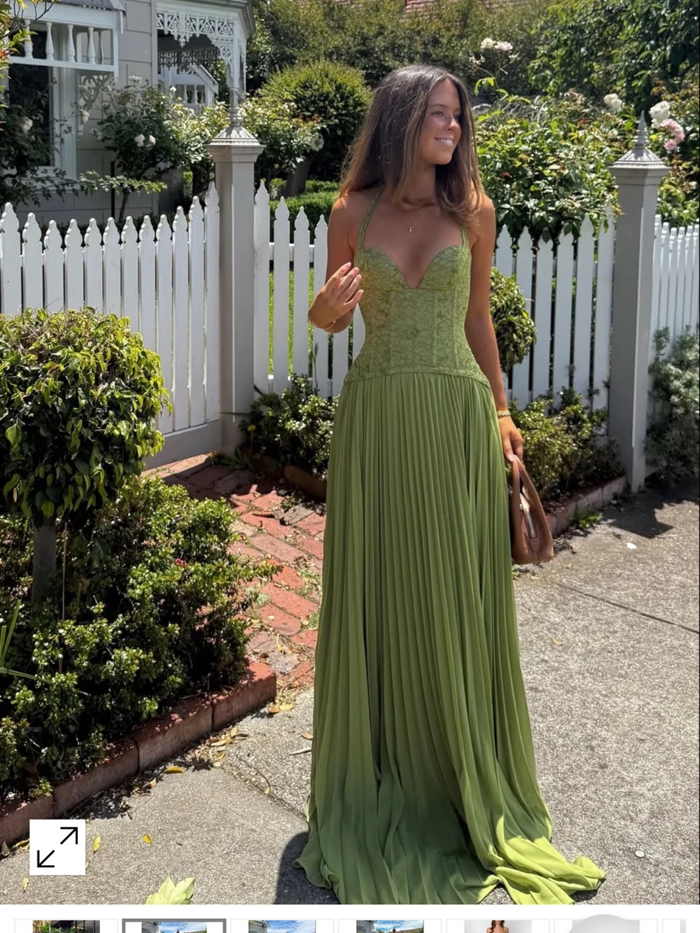 Olive Halter Lace Bodice Maxi Dress